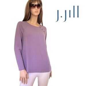 J. Jill Cotton Top Tank Tee Sweater Raglan Long Sleeve Lavender Relaxed Fit XS-S